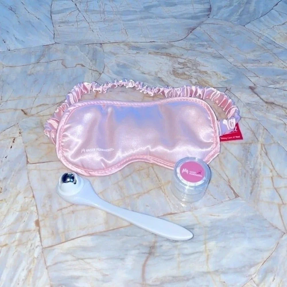 ARIEL Silk Sleep Mask Eye Mask , Cascade Under-Eye Roller,  lip balm